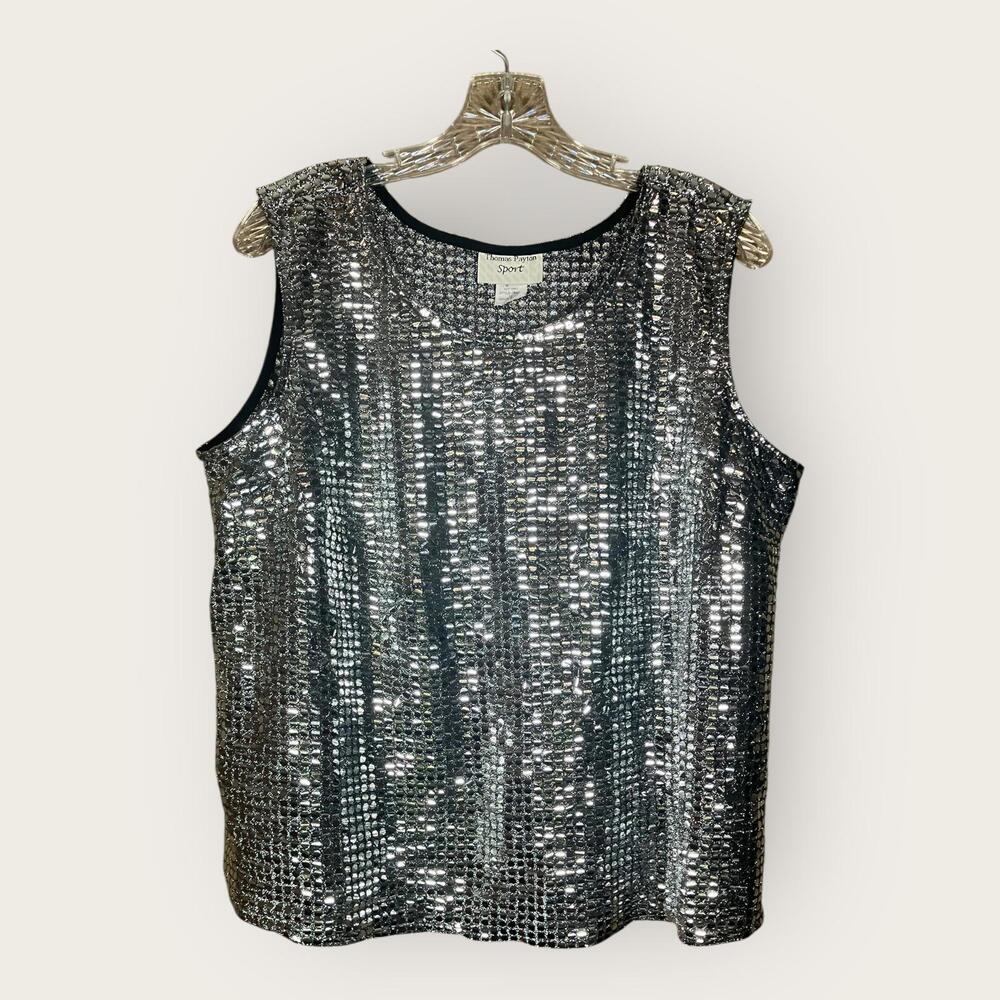Vintage Thomas Payton Sport Sleeveless Sequin Shirt Women's Size 14 Made In USA